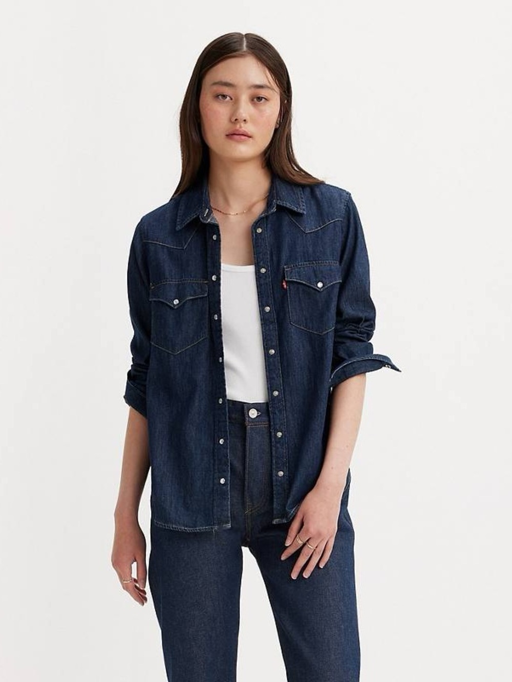LEVI’S PEARL SNAP LONG SLEEVE  DENIM SHIRT